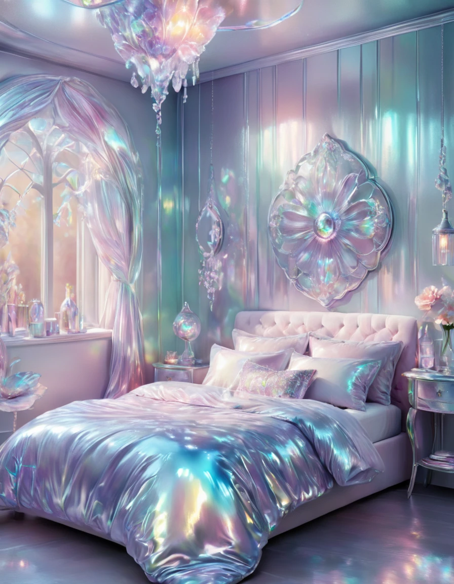 novuschroma84 style iridescent a bedroom  <lora:novuschroma84 style:1>  <lora:FaeTastic Details:1>