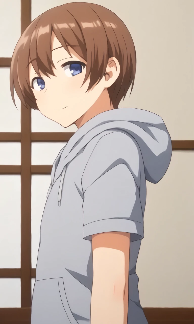 score_9, score_8_up, score_7_up, source_anime, anime illustration, masterpiece, best quality, lots of details, BREAK
1boy, solo, 18 years old, femboy:0.1, adult, ayatoharuno, brown hair, blue eyes, hood, hoodie, looking at viewer, side view, from below
