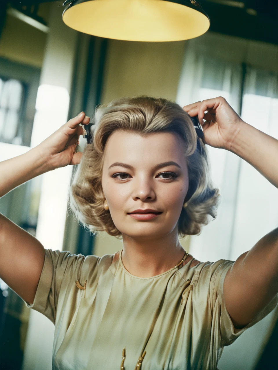 <lora:GenaRowlands:1>a nice photo of gena rowlands doing her hair. 4k, highest quality, professionally color graded masterpiece