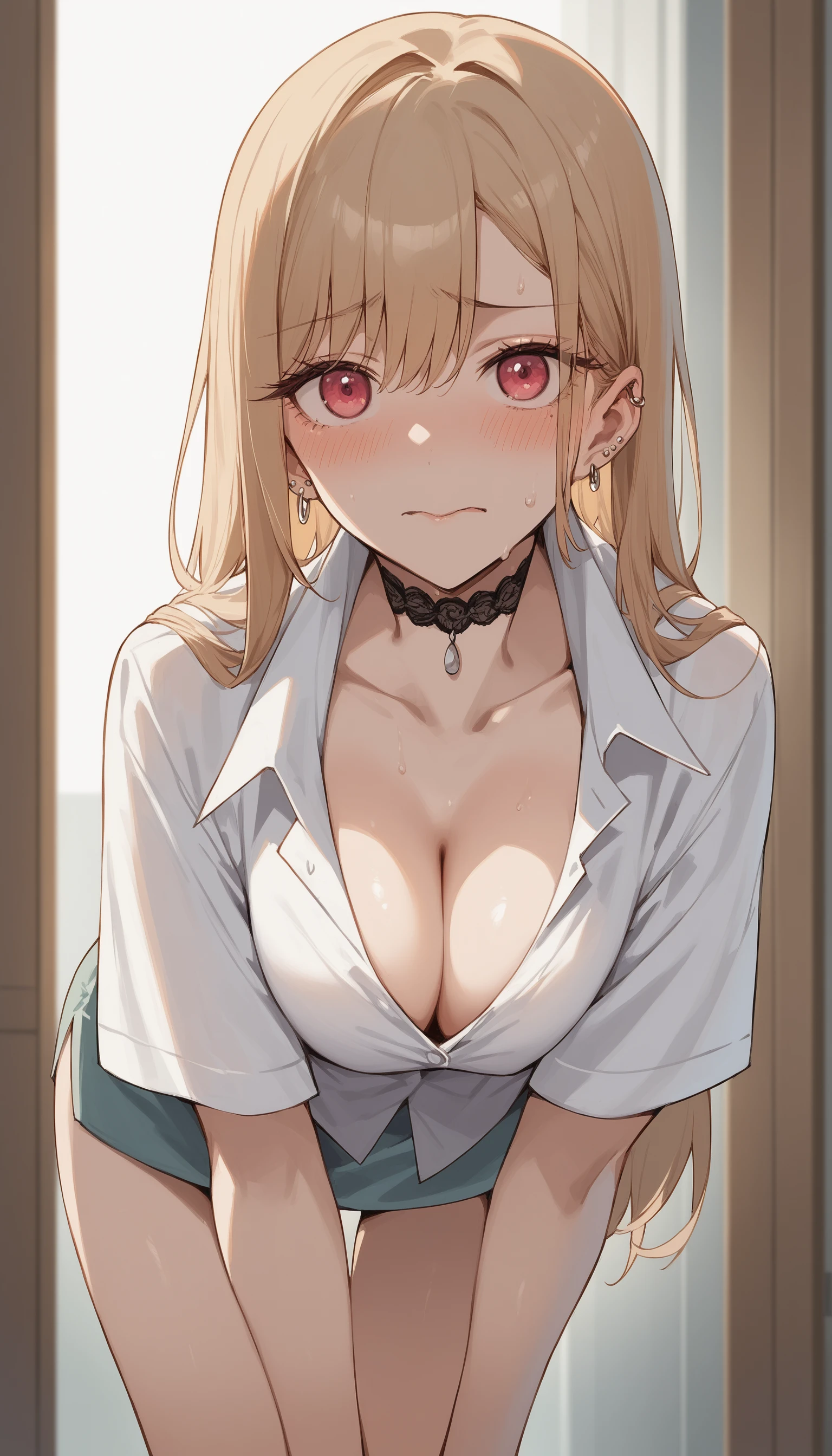 score_9, score_8_up, score_7_up, source_anime BREAK 1girl, <lora:Marin-000013:1>
m4r1n, solo, choker, piercing, earrings, white shirt, bent over, looking at viewer, cleavage, embarrassed, straight-on