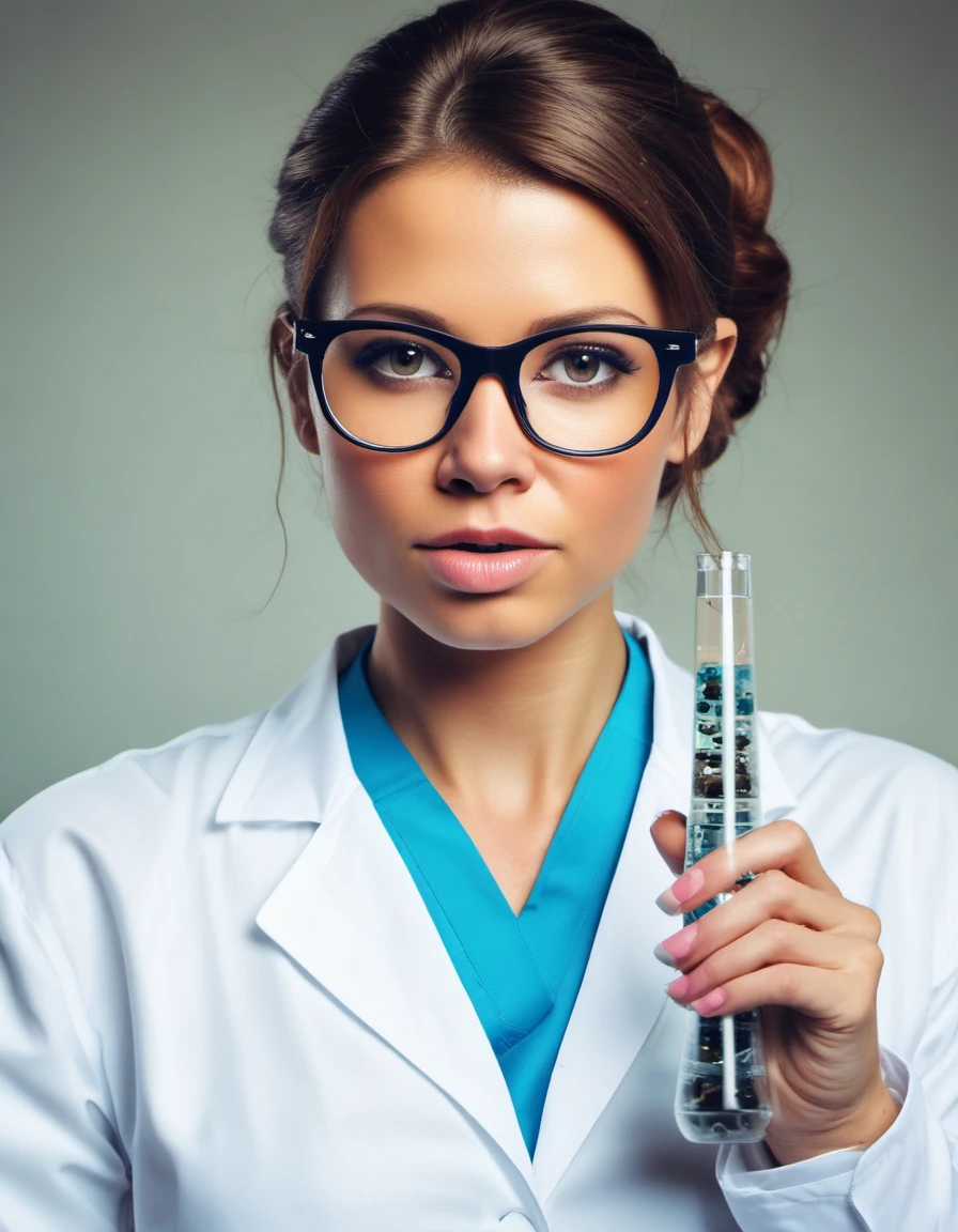 woman scientist, <lora:Nikita_Von_James:1>n1k1t4v0nj4m3s