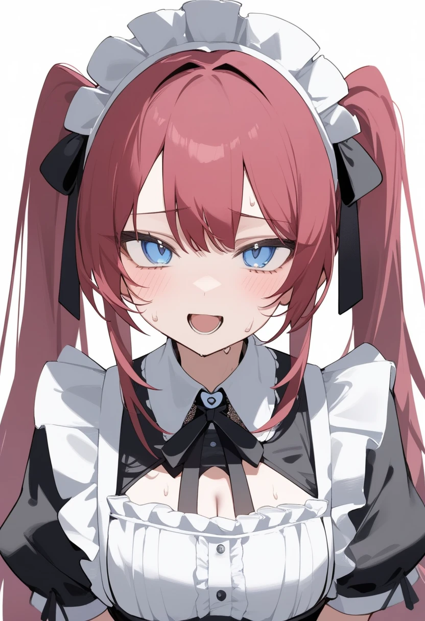 1girl,solo,Gothic maid dress,twintails,long hair,love,blue eyes,(upper body:1.2),looking at viewer,(smile:0.5),sweat,open mouth,
newest,highres,absurdres,highly detailed,best quality,