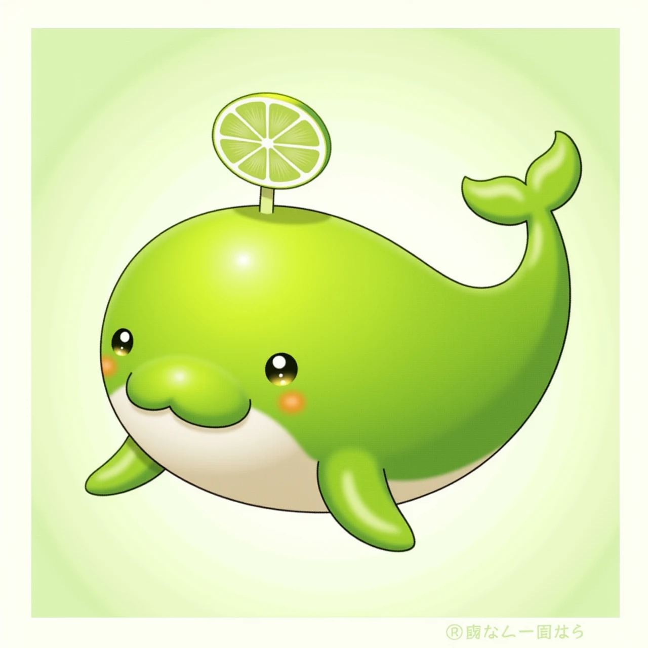 A image about fruit animal,A cartoon picture of a whale lime,