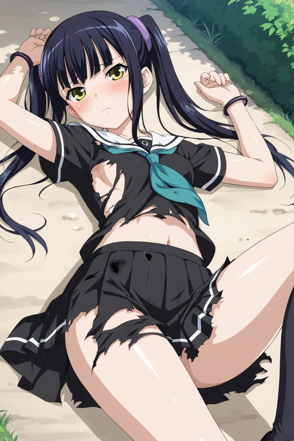 (masterpiece, Highest quality), Intricate details,
One girl, Rory_Mercury, Gothic, Black knee socks, Garter Straps, 黒と赤のGothic、Gothicドレス、,stained underwear、Dirty underwear、Naked shirt、Exposing the clitoris、Split seat、NSFW((Masturbation)),Pants on one leg、 alone, One girl, View your viewers, 2D, anime, anime coloring,(Desert Island Background:1.3), Shion Kujou, ,