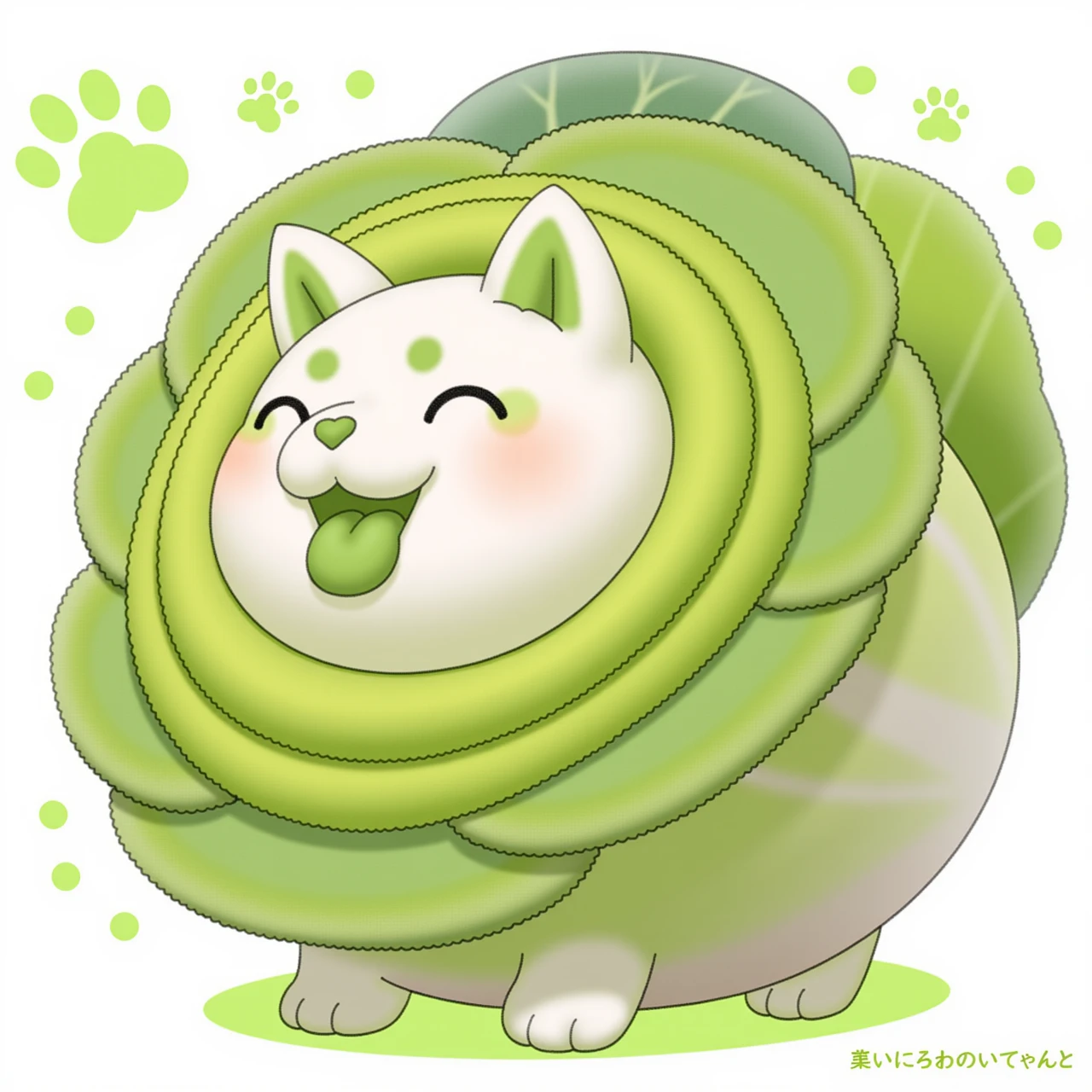 A image about fruit animal,a mixture of cabbage and cat,