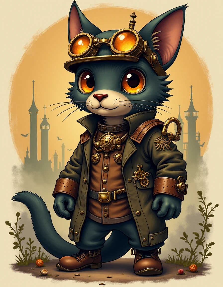 a Jed-stmpnk animal , steampunk, anime,    <lora:fluxsteampunk-000012:1>,