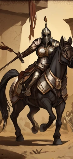full body, 2d, unitcardart, <lora:Unit_Card_Art:1>
solo, weapon, helmet, armor, shadow, shaded,
horseback riding,
