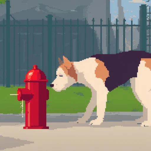 ootwstyle, a dog sniffing a fire hydrant