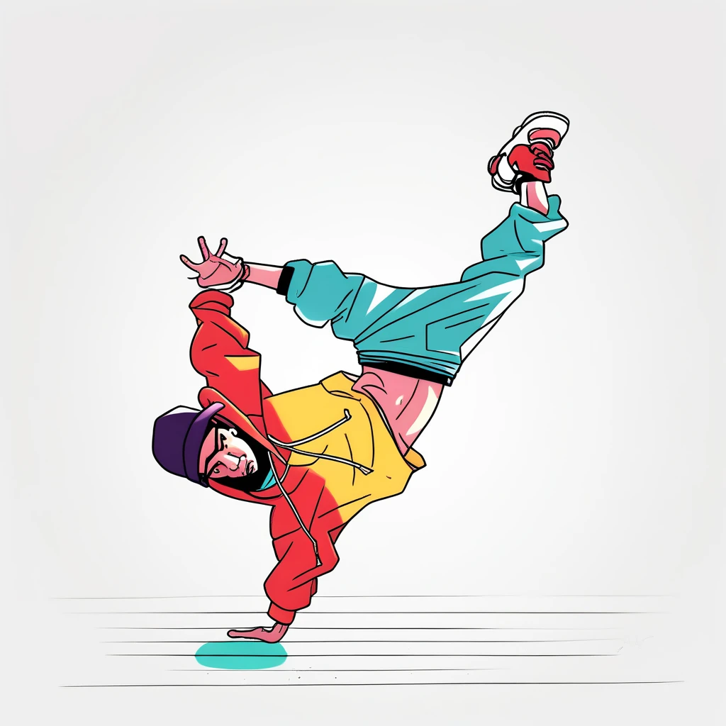 masterpiece、The highest masterpiece、Highest quality、Detailed Description、beautiful、art、woman、break dance、Woman performing、Serious face、Knitted hat、Oversized clothing、Pants Style、Dance Battle、stage、4K Graphics.