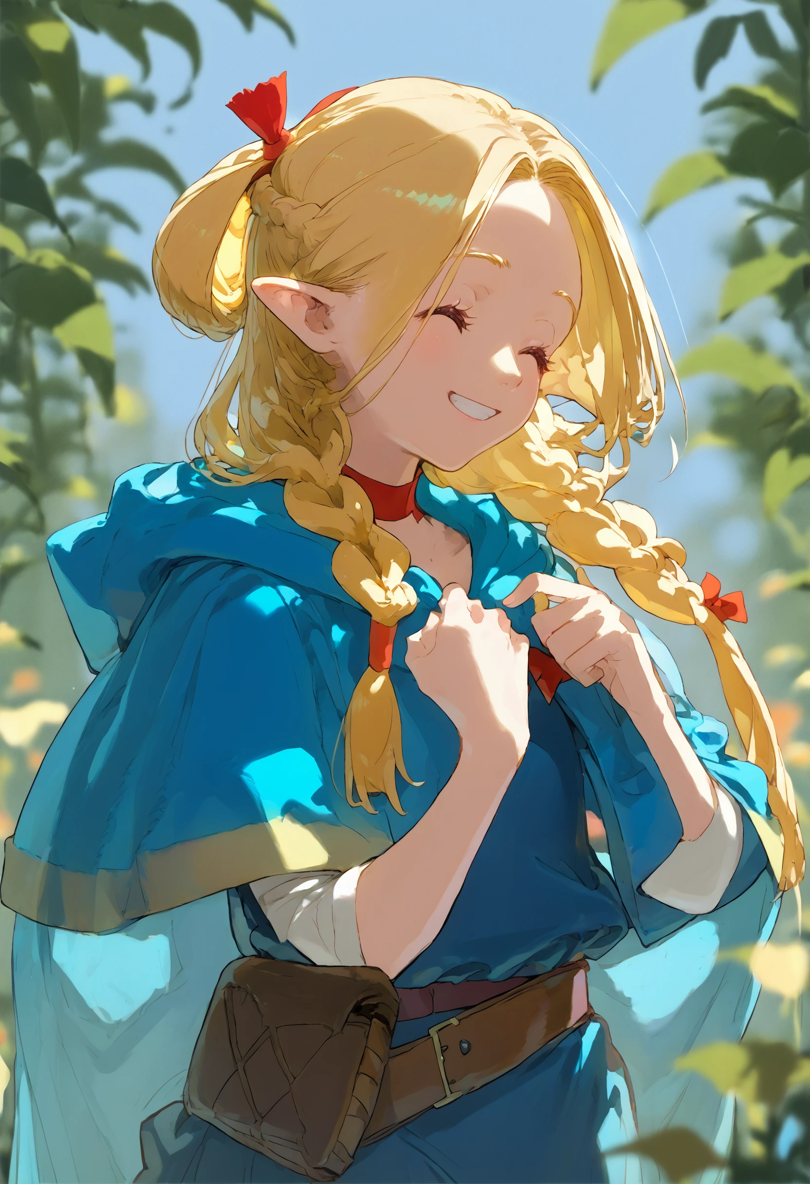 score_9, score_8_up, score_7_up, 1girl marcille, blue capelet blue robe belt, french braid twin braids, closed eyes, smile, simple background, backlighting, depth of field, foreshortening
<lora:style_redum_pony_2:1> <lora:falin_marcille_pony_d16:1>