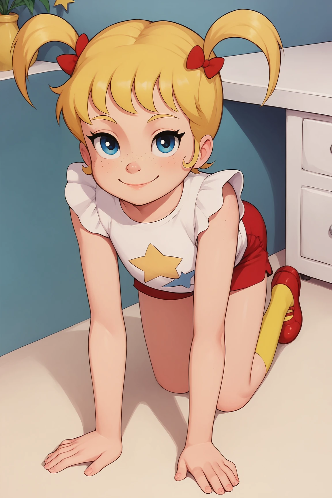 score_8, score_9, sally, blond hair, black eyes, (completely nude:1.2),(**** kid),