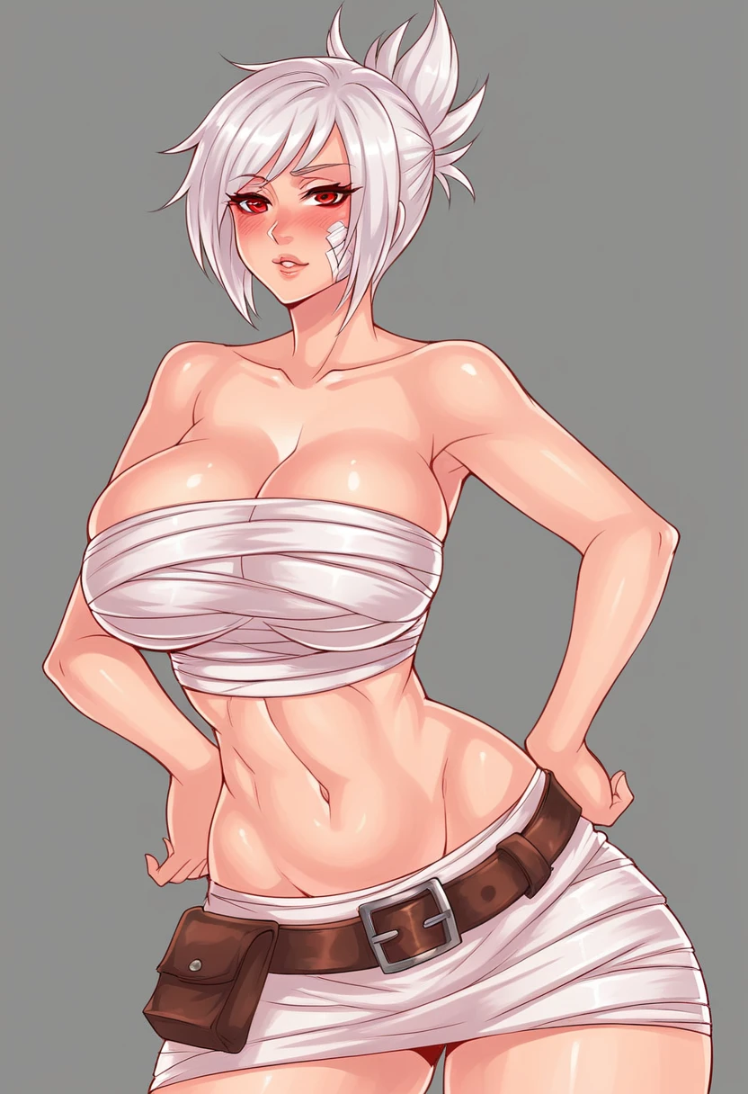 whole body, 1 Caucasian girl with long white hair, pale skin, solo, Extreme facial details, Excessive hot flashes, brown eyes, very delicate eyes, very delicate eyes동자, Handsome, make up, 매우 skinny body, thin body, skinny body, Accentuated abdominal muscles, Defined abdominal muscles, thin arms, thin waist, 아주 thin waist, Raised breasts, Bouncy big , Nipple erection, Raised nipples, small areola, Expose your breasts, naked