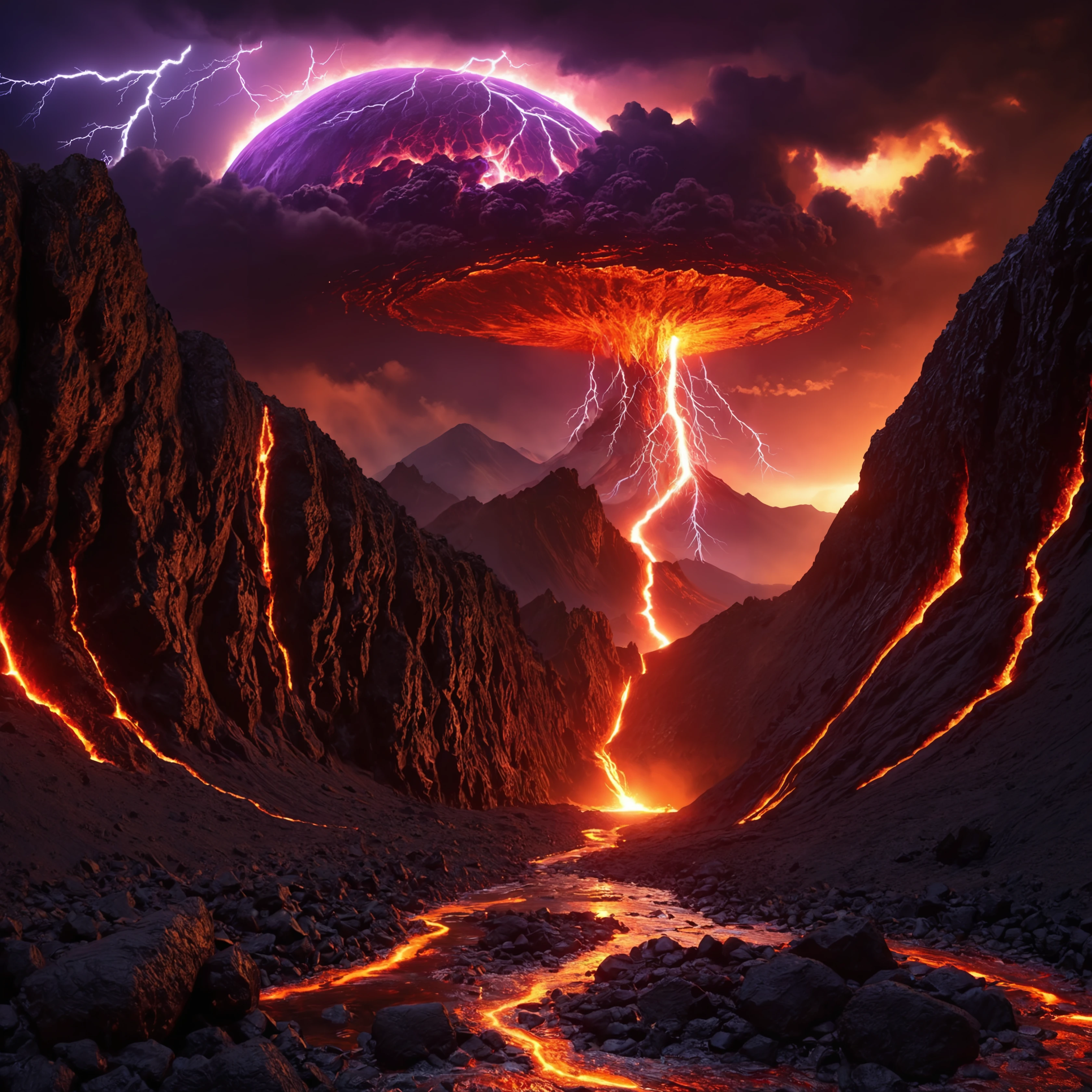 create an image split in half. On one side, show a scene of God creating the Earth with a divine touch, and on the other side, an apocalyptic vision of the end of the world, with chaotic elements like fires and storms.