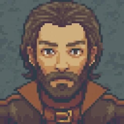 TimeFantasy, pixel art, portrait of a man's face with a beard