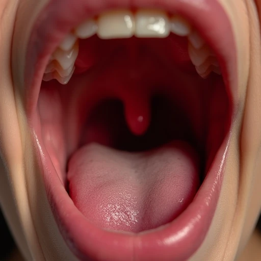 woman, looking inside the mouth seeing the uvula, no objekts, smooth gums, detailed tongue, highly detailed, masterpiece, high quality, big uvula, mouth stretched open wide, tongue out, open mouth, uvula, long tongue, smooth tongue, tongue out, open mouth, uvula, tongue out, open mouth, uvula, long tongue, smooth tongue, roof of mouth, masterpiece, highly textured, 8k, taste buds, realism, anatomical correct, normal teeth, focus on uvula, iluminated mouth, perspektive from inside the mouth
