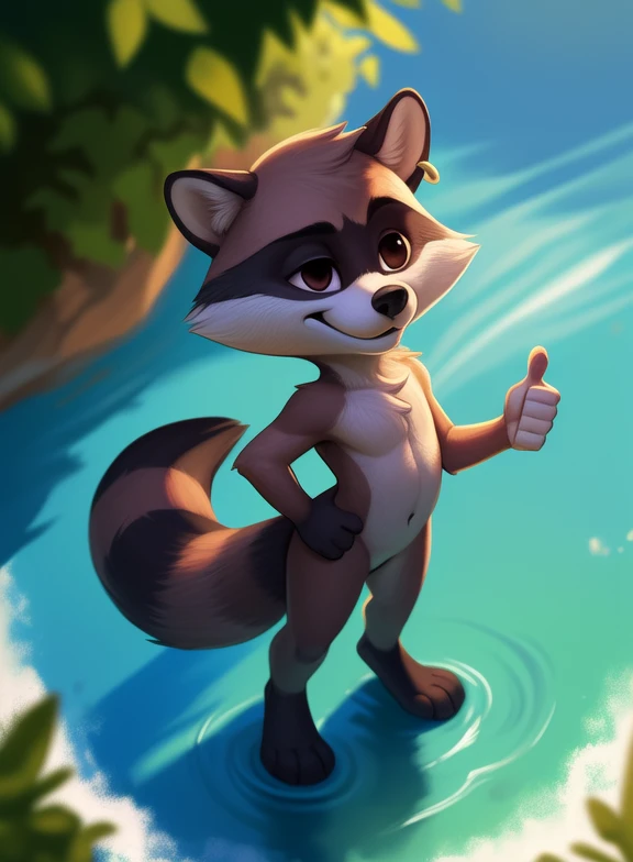 <lora:RenaldoTinTooLooYif:1> RenaldoTinTooLoo, raccoon, male, nude, naced, black eyes, white sclera, gold earring, chibi,
[  solo, (nature), forest, day, clouds, waterfall,  smile,]  ((Hands on hips, standing, hand behind head, high-angle view,(thumbs up)))
(beautiful, aesthetic, perfect, delicate, intricate, saturated colors), masterpiece, digital drawing, best quality,
by ulitochka, by taran fiddler, by Silverfox5213, by personalami,