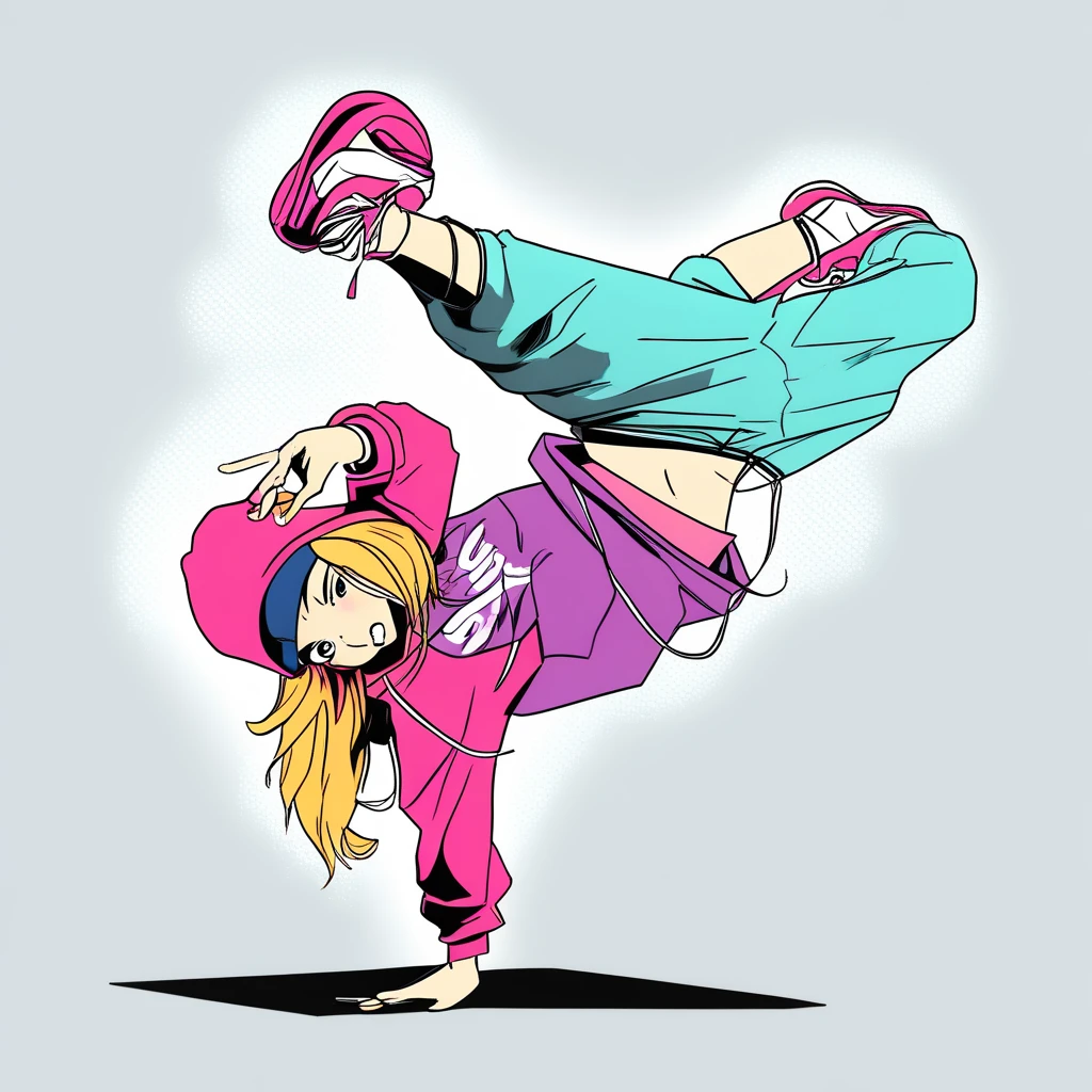 illustration,girl,breakdance