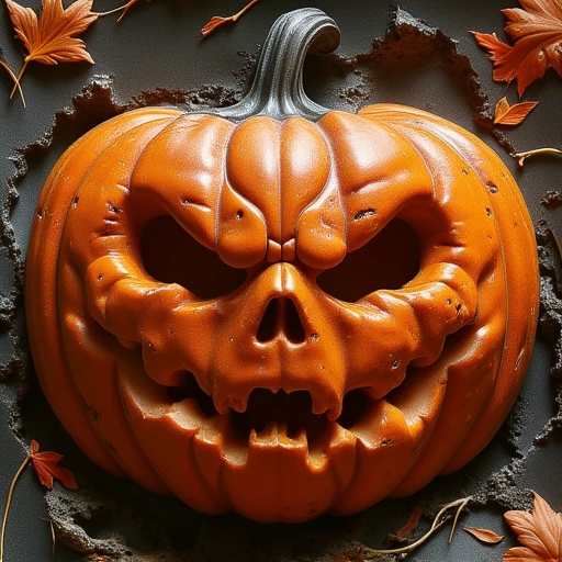 basrelief of a scary pumpkin