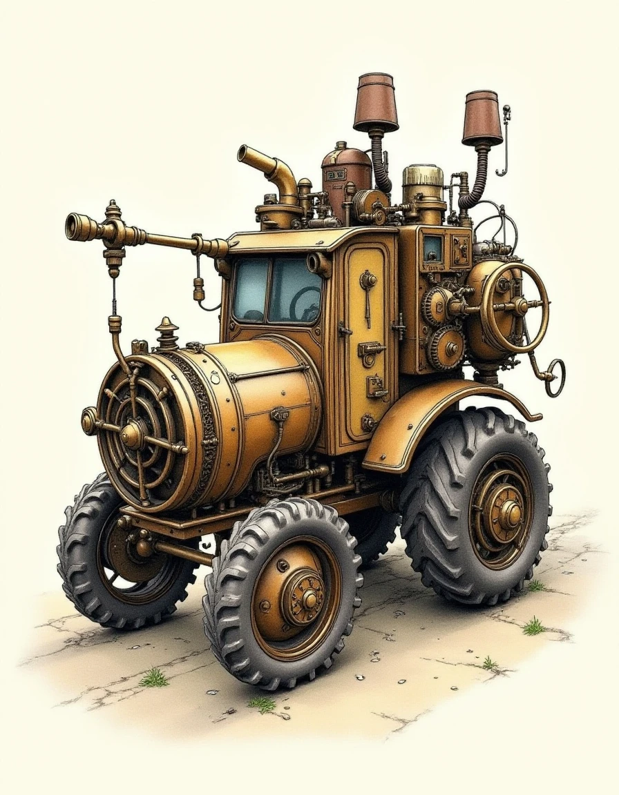 a Jed-stmpnk vehicle drawing , steampunk,    <lora:fluxsteampunk-000012:1>,