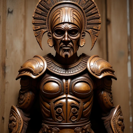 An ancient mayan warrior dressed in ancient armor