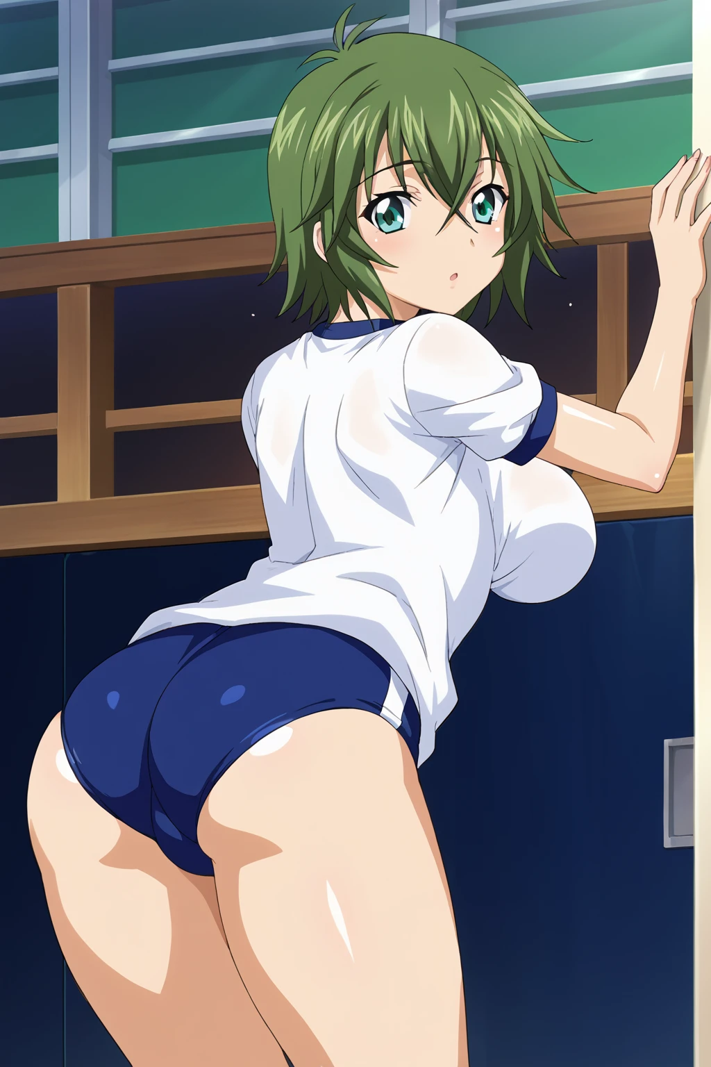 ultra-detailed,
master piece,best quality,high resolution,
beautiful eyes,detailed eyes,detailed face,beautiful detailed eyes,symmetrical clear eyes,1girl,
Jessica Wong, Green Hair, short hair, Hair Ribbon, Purple eyes, Big Breasts, Revealing clothing, Clothing cutouts, Cleavage cutout, No sleeve, White shorts, Ascot, View Viewer, One girl,nsfw,(Armpit:1.5),(Plump:1.3),Too thick thighs,Big Ass,Big Breasts,thick nipples,erection of nipple,pepperoni nipple,(Flabby belly:1.2),(ArmpitSweat:1.2),(赤らんだArmpit:1.2),ArmpitSweat,Sweat,(Squat:1.5),Spread your legs wide,(Open clothes:1.5),Half naked,Completely naked,Exhibitionism,whole body,(Boobs sticking out of clothes:1.5),(服からpubic hairが出る:1.5),(Erect nipples:1.5),Greasy skin,Soft milk,Saggy breasts,(Peeing:1.2),(sperm 1.5),Too big nipples,Tight,(Long Tongue:1.2),saliva,Covered in juice,(The viewer looks up from below:1.4),pubic hair,Taunt,Estrus,Hot body,vapor,blush,orgasm face,Opera gloves and knee socks,Big nipples,(bukkake:1.4),