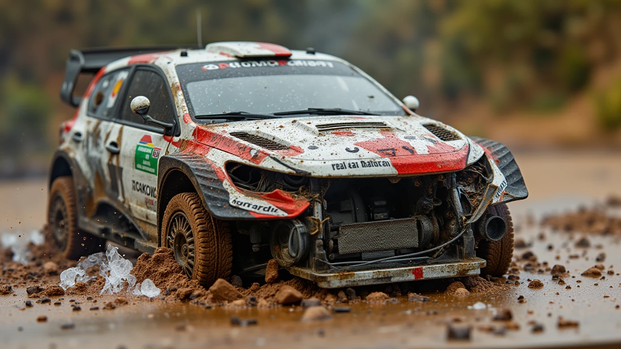 <lora:microworlds_flux:1> microworldlora,a photo of a crashing miniature (totally destroyed:1.3) wrc rally car  <lora:Car crash:0.7>