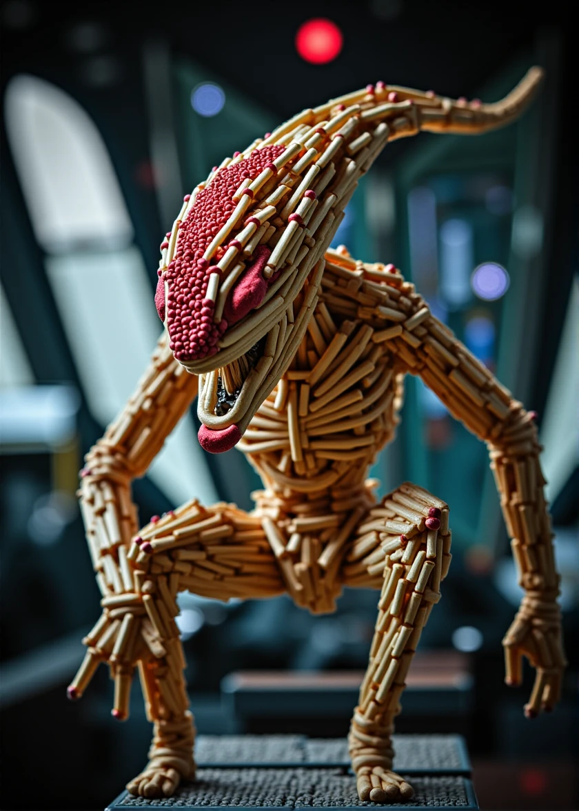 m4tchst1ck, a alien Xenomorph, dynamic pose, in a spaceship