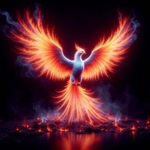 phoenix reborn from ashes in holographic flames