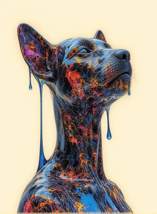 <lora:nkv_Abstract_fluid_strong:1.5> nkv style, liquid, abstract, surreal, illustrations, head, dog