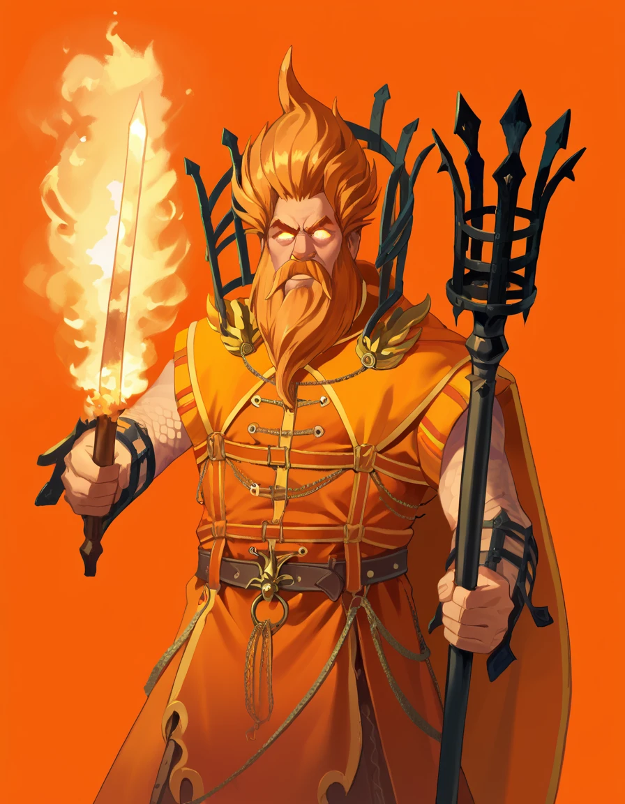 score_9, score_8_up, score_7_up, 2d,
BrightWizard, holding staff, holding sword, glowing eyes, moustache, beard,
fire, orange background, geometric backrgound,
<lora:BrightWizard_PonyXL:0.9>