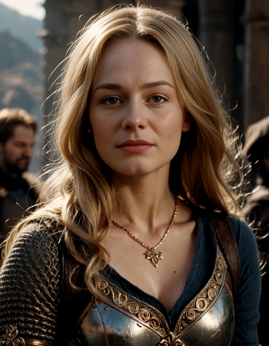 score_9_up,score_8_up,score_7_up,realistic,<lora:Éowyn:1>,eowyn,1girl,blonde hair,looking at viewer,armor,necklace,