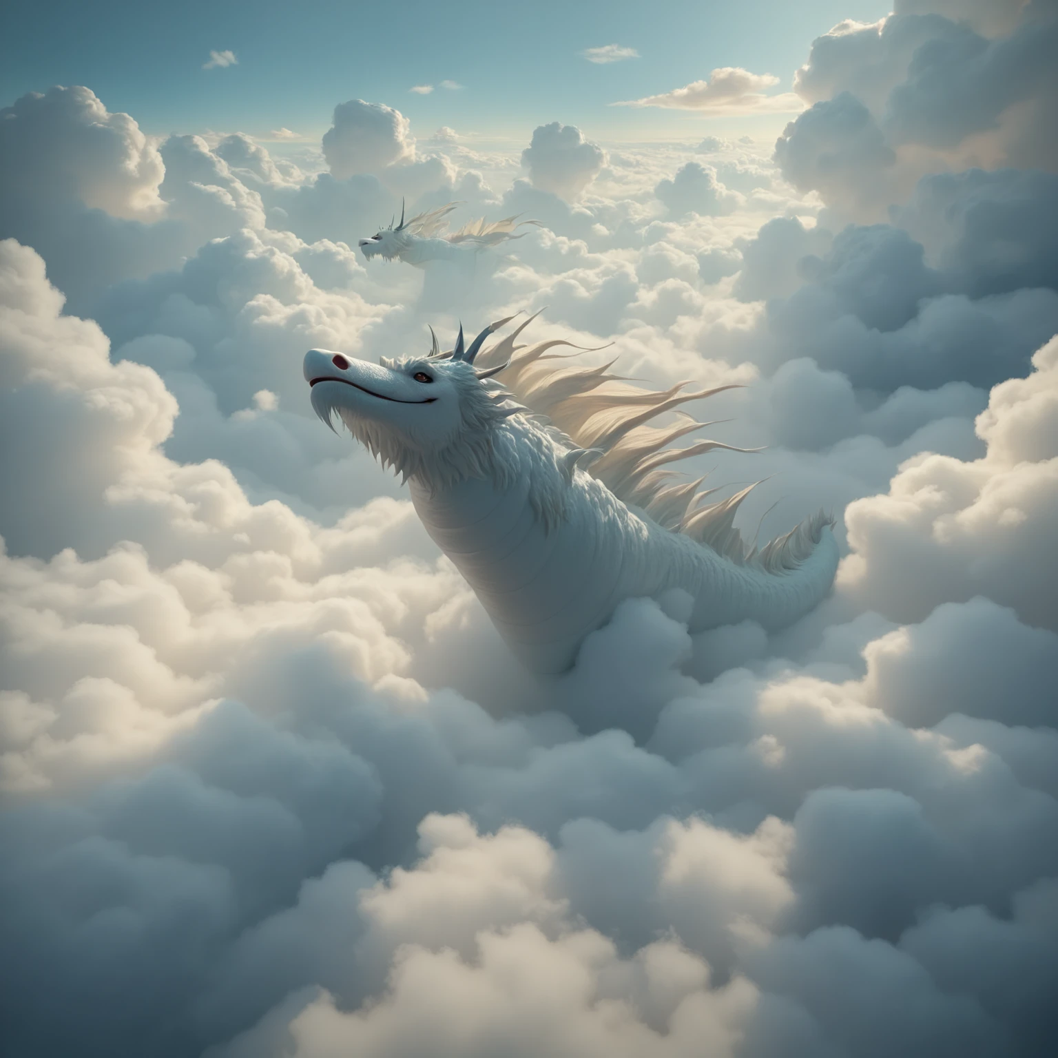 a djinn is flying through the air, clouds, <lora:elemental_plane_of_air_pony:1>, elementalplaneair, BREAK score_9, score_8_up, score_7_up, best quality, masterpiece, 4k, prefect lighting, very aesthetic, zPDXL