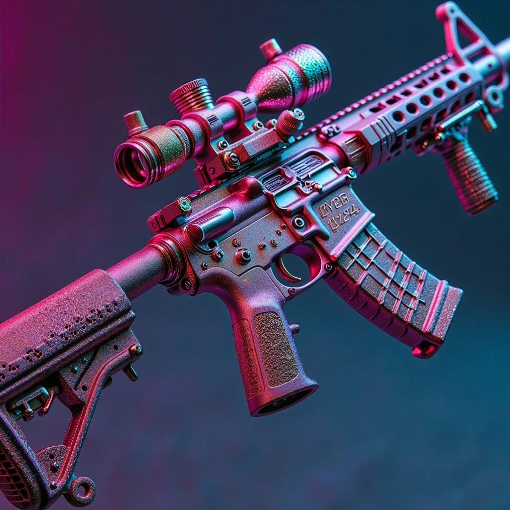 glittervip_style , (gun ar-16 :1.3) , masterpiece, best quality, very aesthetic, absurdres