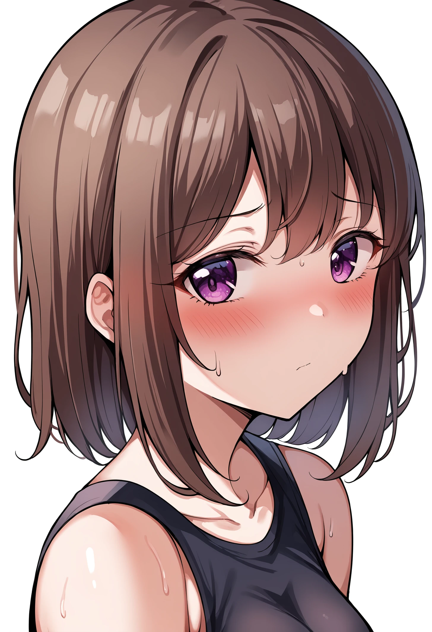 score_9, score_7_up,source_anime,anatomically correct,best perspective BREAK
1girl,   <lora:sakstyle:0.8> sakstyle, upper body, from side, looking at viewer, blush, sweatdrop, sweat, brown hair, purple eyes, shy,