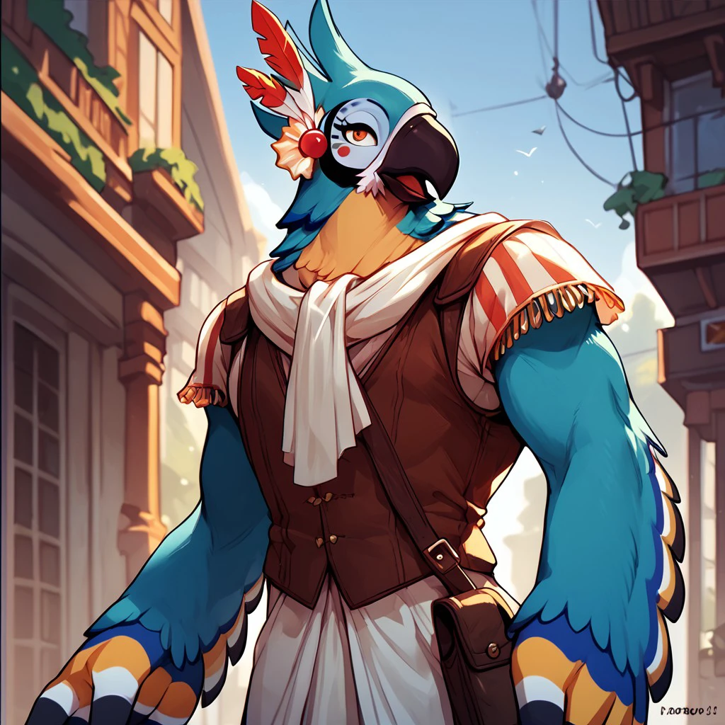 score_9, score_8_up, score_7_up,  <lora:Kass-000009:1.0>, kass, bird boy, clothed, standing,