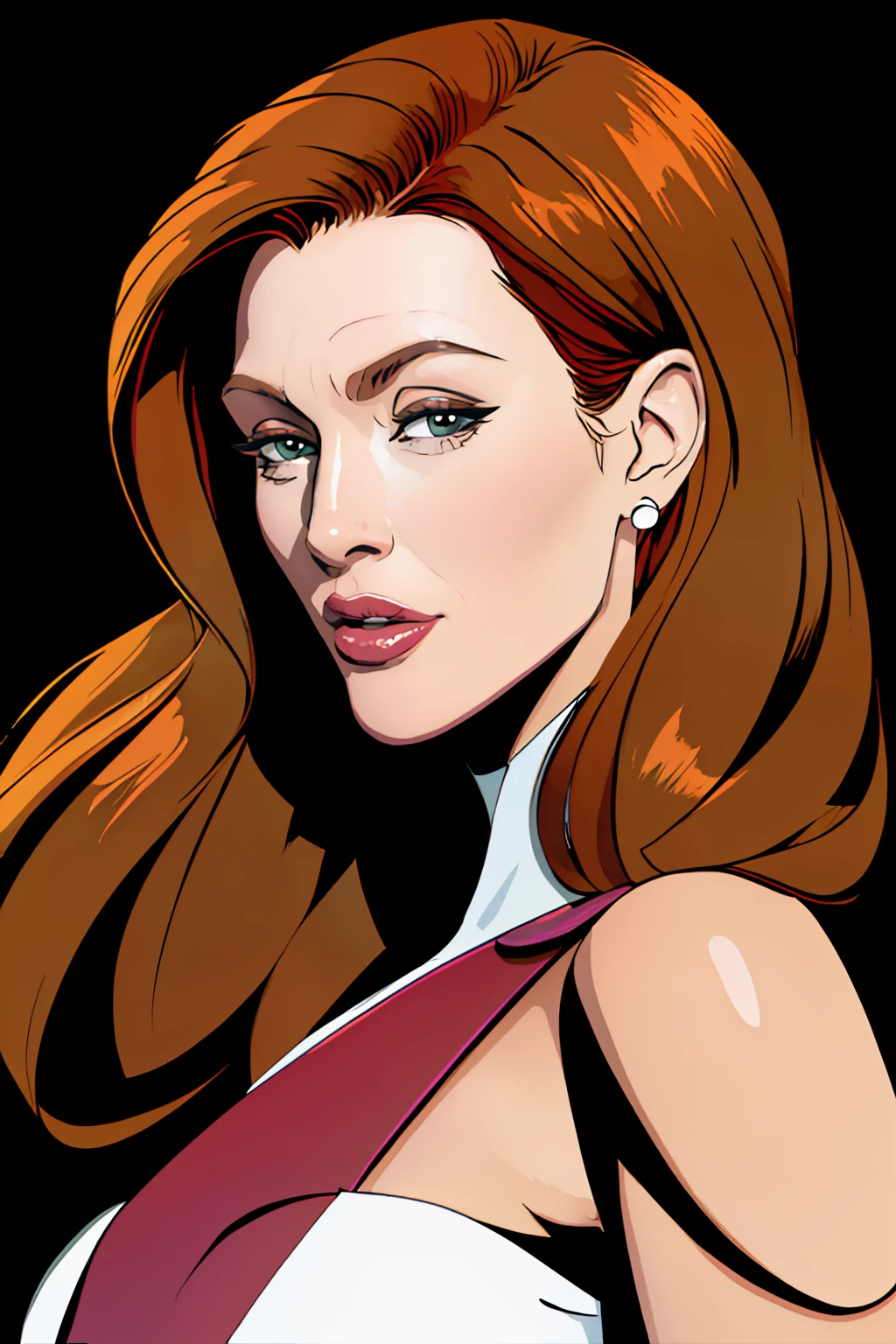 <lora:moore:1> julianne moore,  cartoonish style, flat color style, ((ultra detailed, glossy, smooth)),