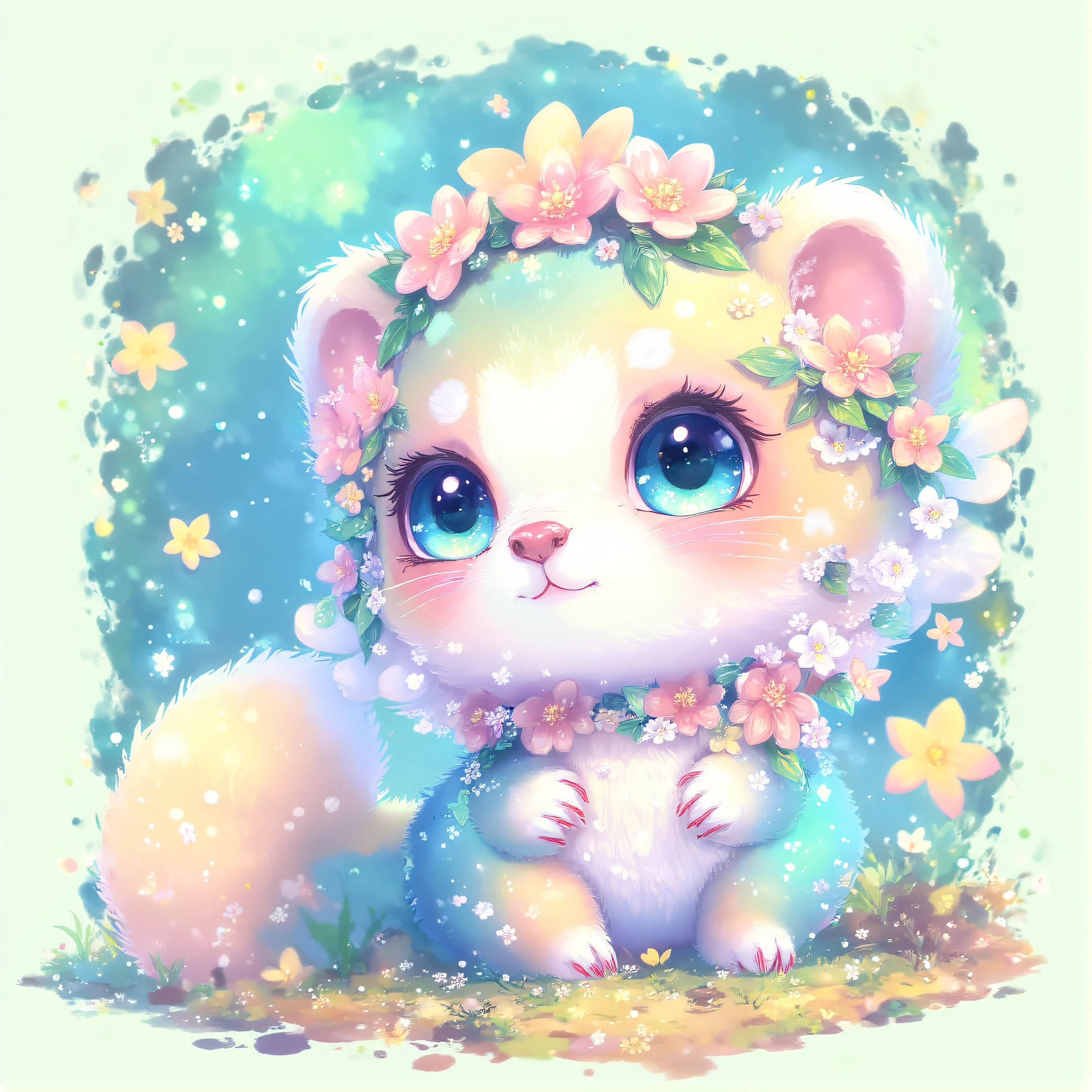 ArsMJStyle, Cute, Chibby, masterpiece, best quality, ArsMJStyle illustration of a Cute ferret-likecreature, whimsical elements, intricate details, ultra sharp, exquisite detail, flawless composition, vivid colors, masterpiece, exciting background