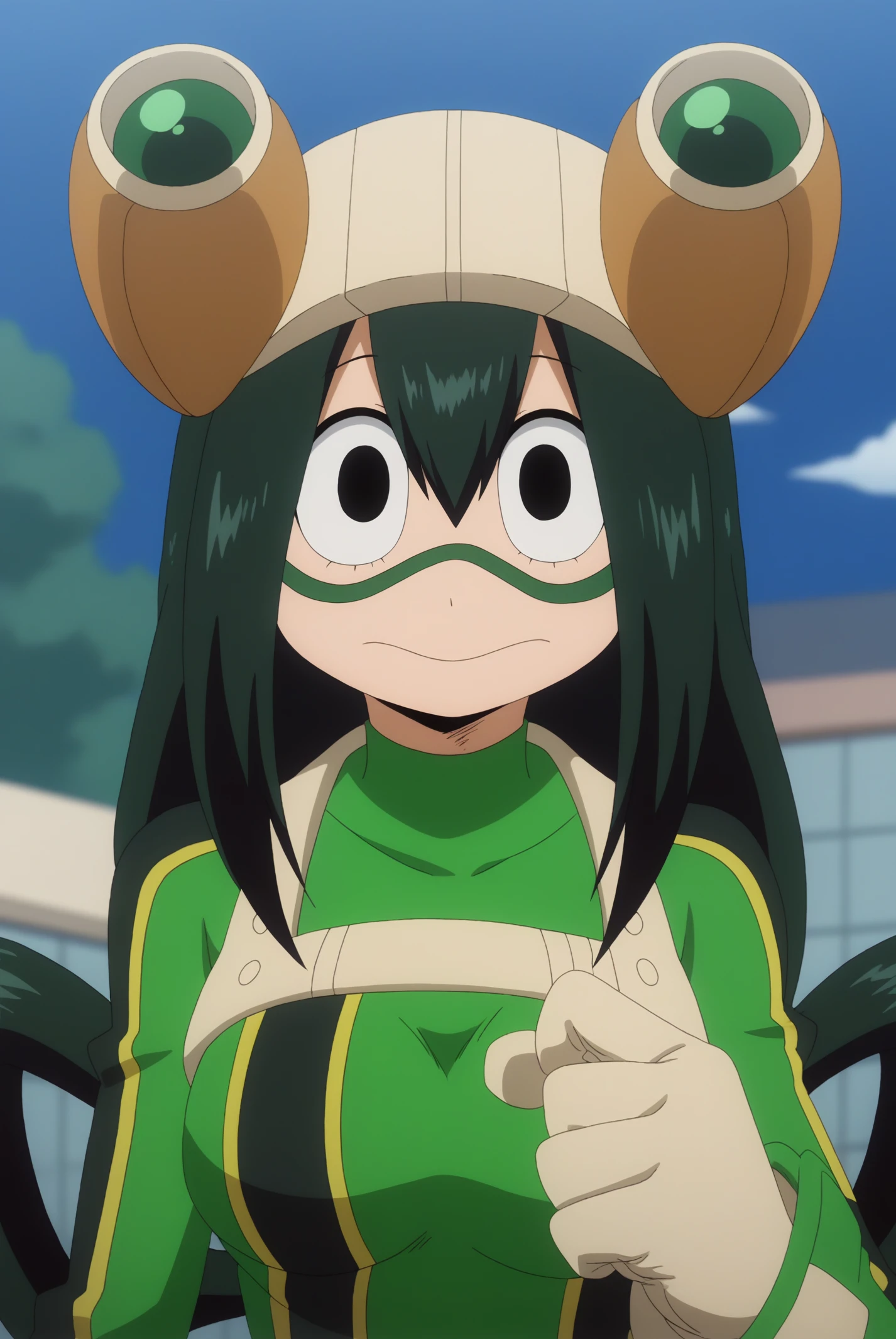 Tsuyu_Asui, solo, Miko Priestess Attire <lora:My_Hero_Academia-Tsuyu_Asui-PDXL:0.8>