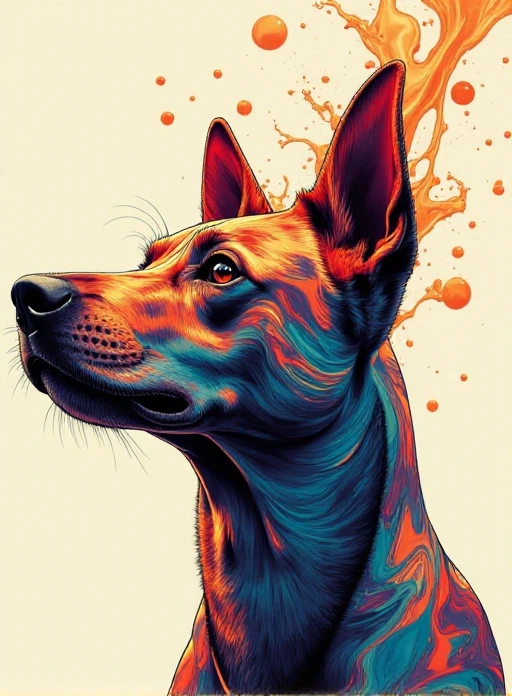 <lora:nkv_Abstract_fluid_medium1:1> nkv style, liquid, abstract, surreal, illustrations, head, dog