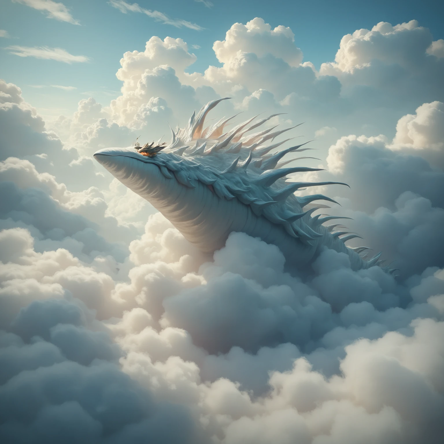 a large flying creature, clouds, <lora:elemental_plane_of_air_pony:1>, elementalplaneair, BREAK score_9, score_8_up, score_7_up, best quality, masterpiece, 4k, prefect lighting, very aesthetic, zPDXL