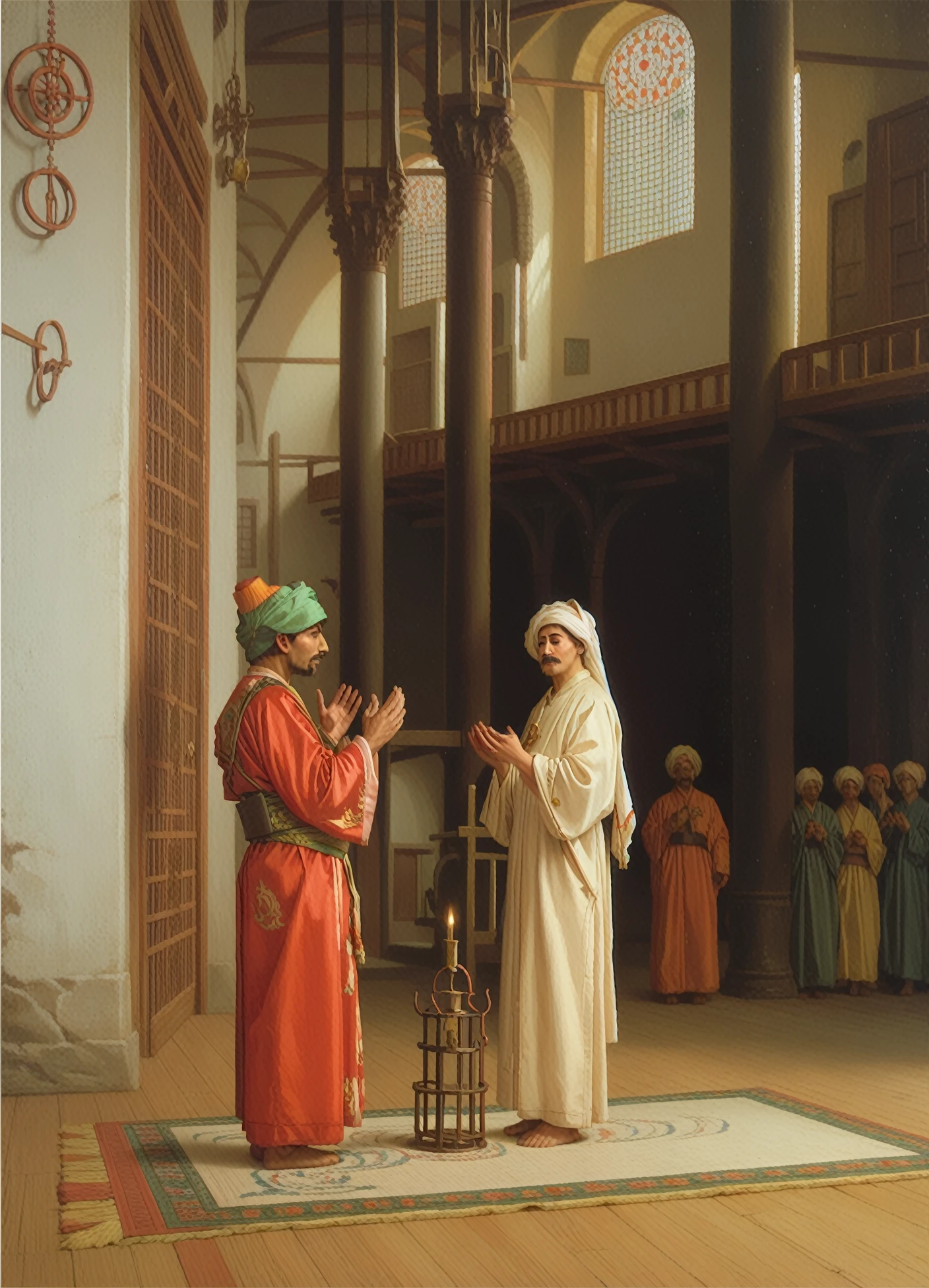 <lora:jean-leon-gerome_pony_v1:1>  ' prayer ' by gerome jean-leon in 1848,by gerome jean-leon in,genre painting \(genre\),orientalism \(style\),priests-and-sacraments,islam, score_9, score_6_up, score_7_up