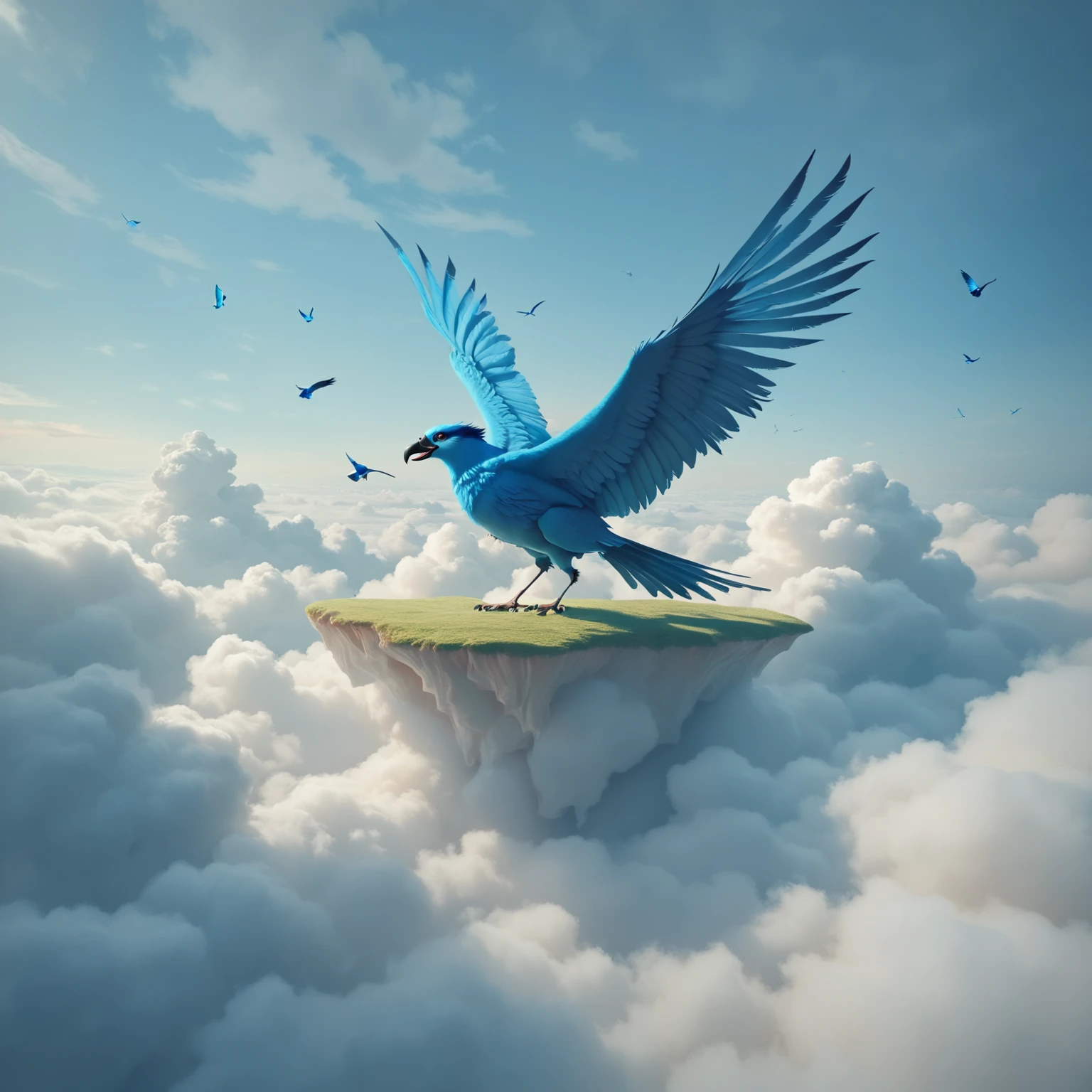 an iridescent blue bird, clouds, <lora:elemental_plane_of_air_pony:1>, elementalplaneair, BREAK score_9, score_8_up, score_7_up, best quality, masterpiece, 4k, prefect lighting, very aesthetic, zPDXL