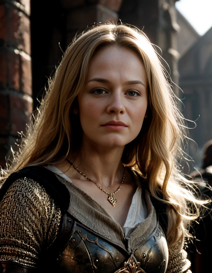 score_9_up,score_8_up,score_7_up,realistic,<lora:Éowyn:1>,eowyn,1girl,blonde hair,looking at viewer,armor,necklace,