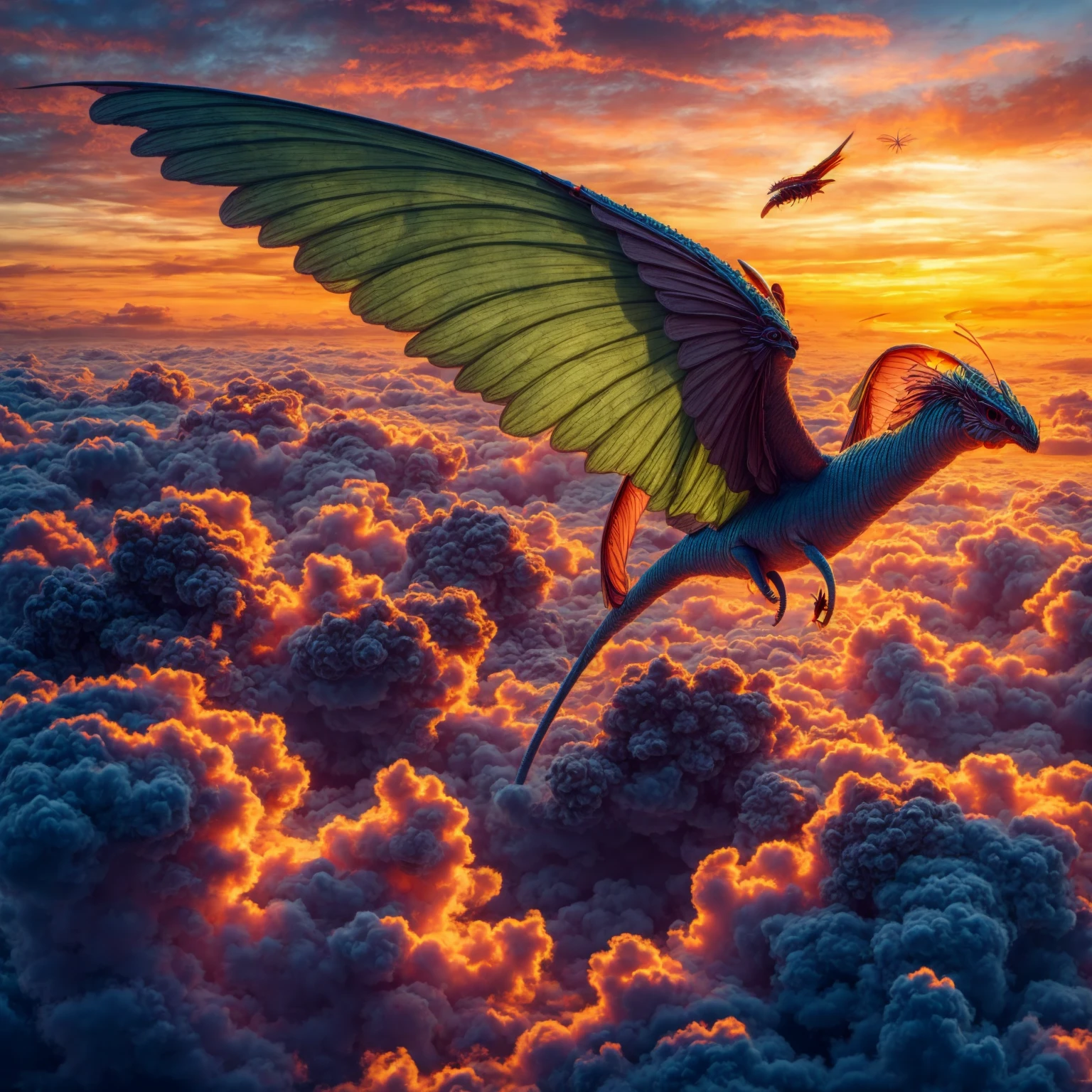 flying worm creature, clouds, sunset, <lora:epalpr:0.8>, elementalplaneair, <lora:more_details:0.6>, high quality, highres, masterpiece, best quality, 8k, intricate, detailed, <lora:add_detail:0.6>, very detailed