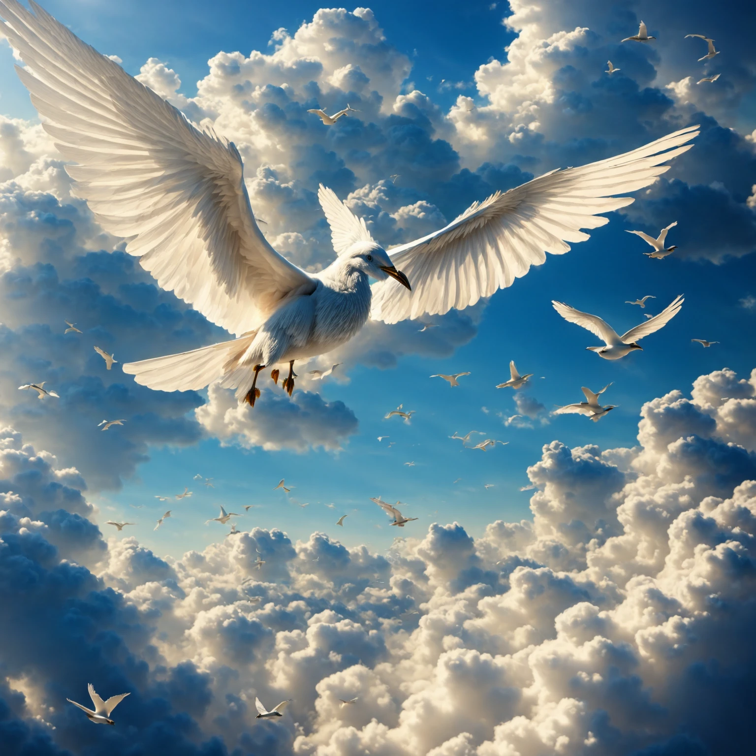 flying creature, white birds, clouds, <lora:epalpr:0.8>, elementalplaneair, <lora:more_details:0.6>, high quality, highres, masterpiece, best quality, 8k, intricate, detailed, <lora:add_detail:0.6>, very detailed