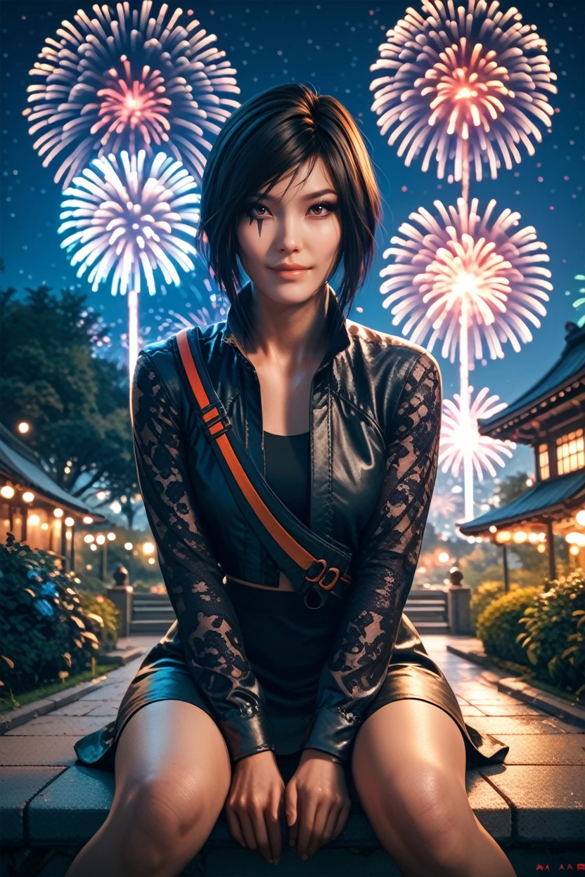 score_9, score_8_up, score_7_up, score_6_up
<lora:MEFaith:1.0>
MEFaith, 1girl, black hair, brown eyes, face tattoo, looking at viewer, sitting, at night, fireworks, park, looking up, smile