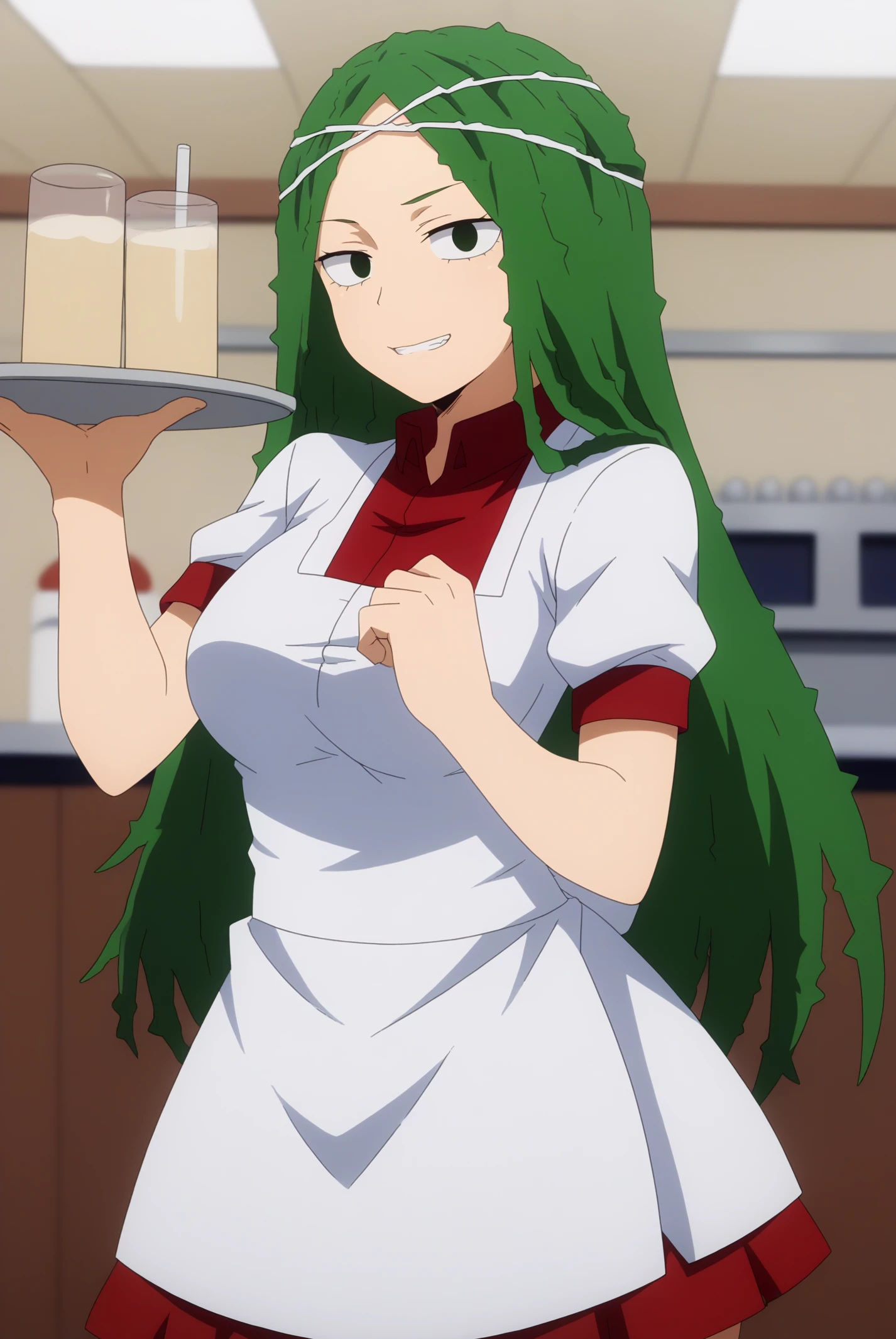 Shiozaki_Ibara, solo, Waitress Uniform <lora:My_Hero_Academia-Shiozaki_Ibara-PDXL:0.8>