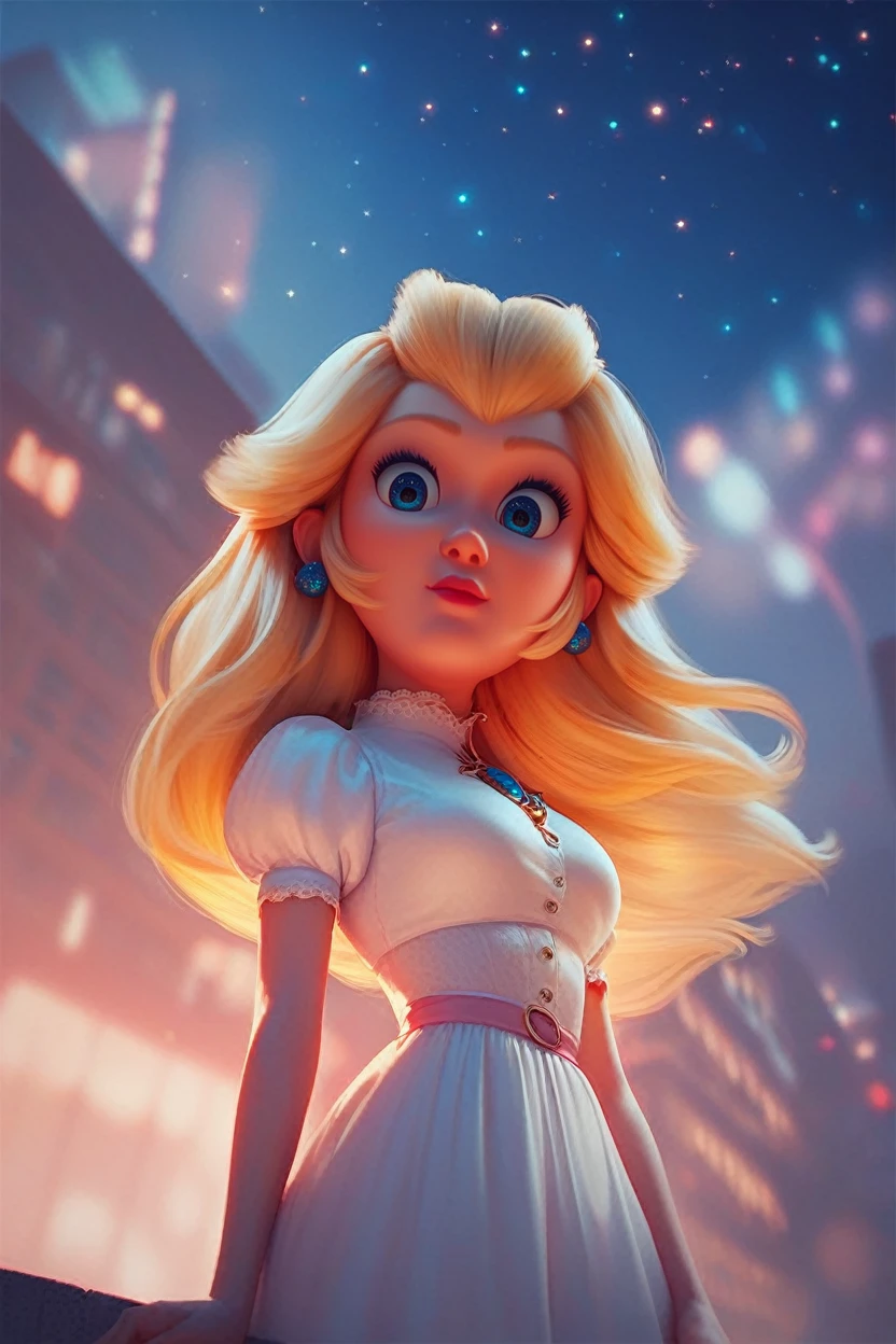 score_9, score_8_up, score_7_up, score_6_up
<lora:MPPeach:1.0>
MPPeach, 1girl, blonde hair, long hair, blue eyes, looking at viewer, standing on a rooftop at night, city lights twinkling below, wind gently blowing hair, starry sky above, mysterious and enchanting ambiance