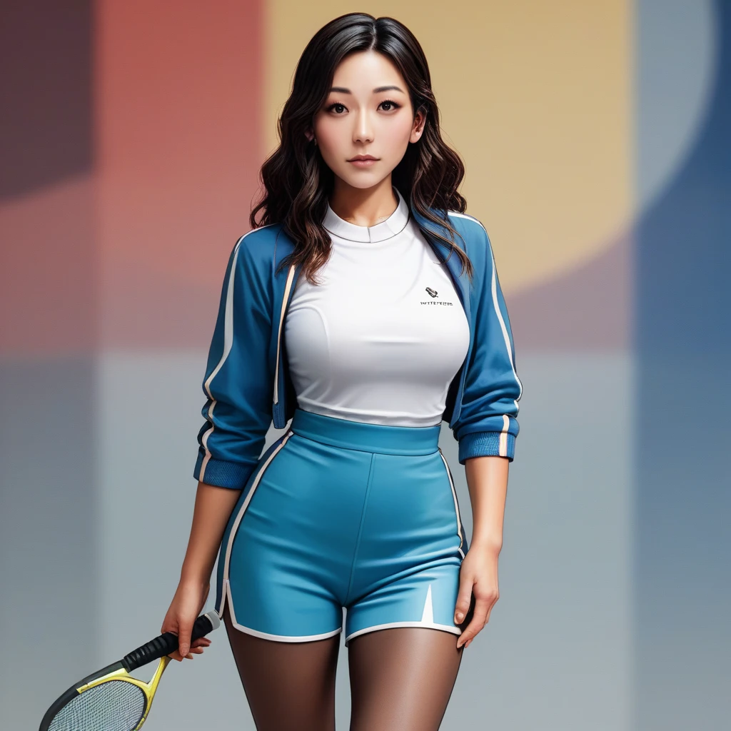 score_9, score_8_up, score_7_up, source_anime, professional photograph of  karen woman, long hair, wavy hair, wearing tennis clothes, round neck top, colorful outfit, leggings, she's at a tennis court, dark lighting, looking at the viewer, highly detailed background, <lora:Karen Fukuhara Pony-000006:1>