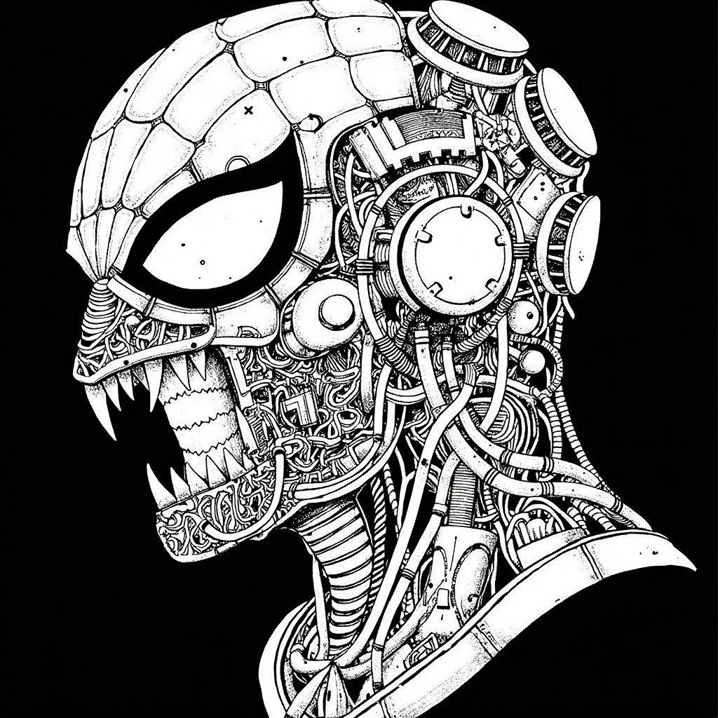 cybermono_style, (cyborg spiderman 1:3) , masterpiece, best quality, very aesthetic, absurdres
